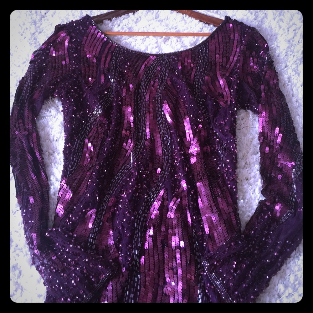 Cache deep purple sequin dress